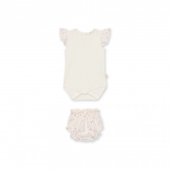 Baby Gi Cream hearts vest + pant set 