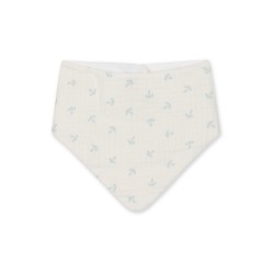 Baby Gi Cream/Blue anchor neck bib