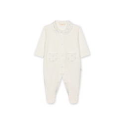 Baby Gi Cream/Blue anchor pocket babygrow 