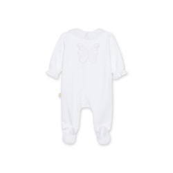 Baby Gi White frill collar butterfly babygrow