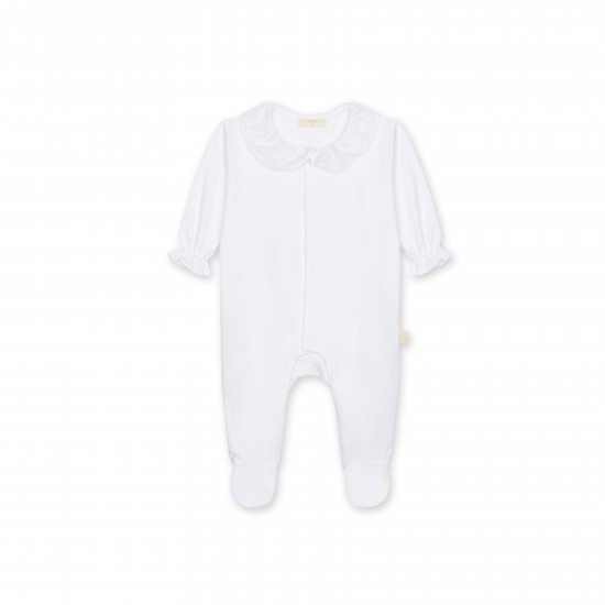 Baby Gi White frill collar butterfly babygrow