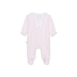 Baby Gi Pink frill collar butterfly babygrow