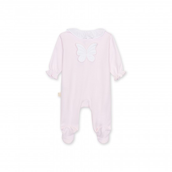 Baby Gi Pink frill collar butterfly babygrow