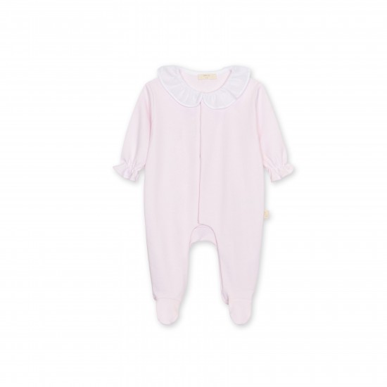 Baby Gi Pink frill collar butterfly babygrow