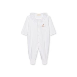 Baby Gi White/Pink rocking horse babygrow