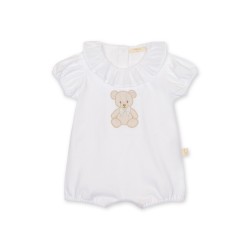 Baby Gi White frill teddy bear romper