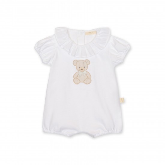 Baby Gi White frill teddy bear romper