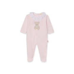 Baby Gi Pink frill collar teddy babygrow 