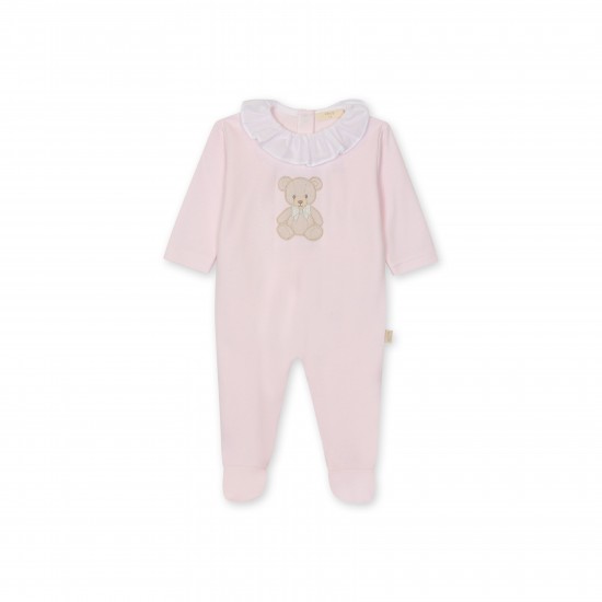 Baby Gi Pink frill collar teddy babygrow 
