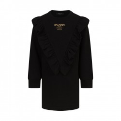 Balmain Black frill tunic dress 