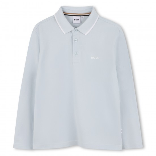 Hugo Boss Pale Blue long sleeved polo top 