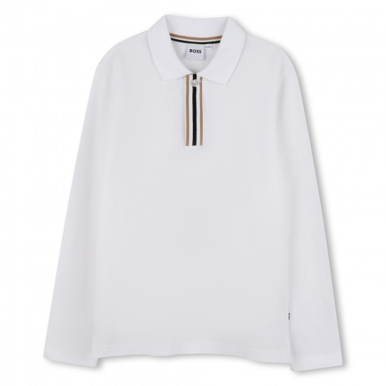 Hugo Boss White long sleeved polo top 