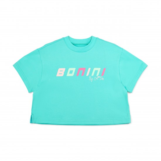 Bonini By Adee Saint Blue logo cropped t-shirt 