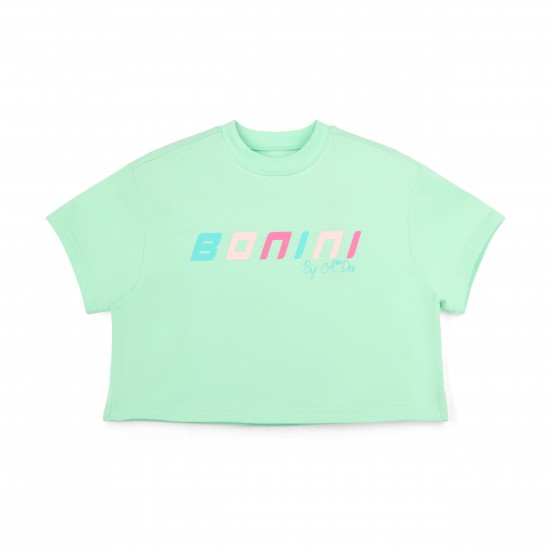 Bonini By Adee Shine Mint logo cropped t-shirt 