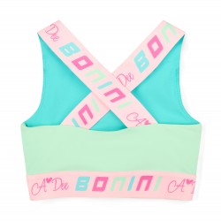 Bonini By Adee Flex Blue colour block sports crop top 