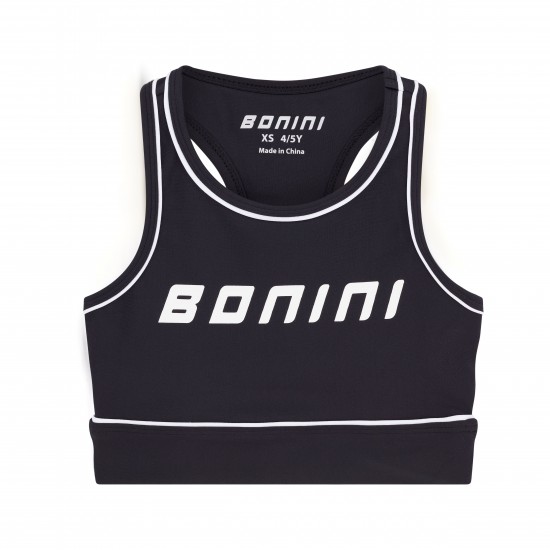 Bonini Black with White Piping sports crop top