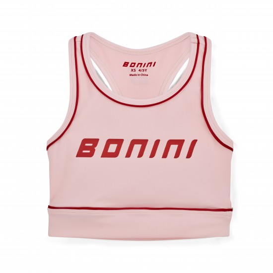 Bonini Pink with Burgundy Piping sports crop top