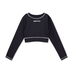 Bonini Black with White piping long sleeved sports top