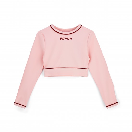 Bonini Pink/Burgundy piping long sleeved sports top 