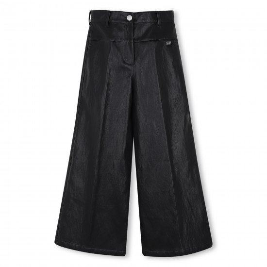 DKNY Black leather flare trousers 