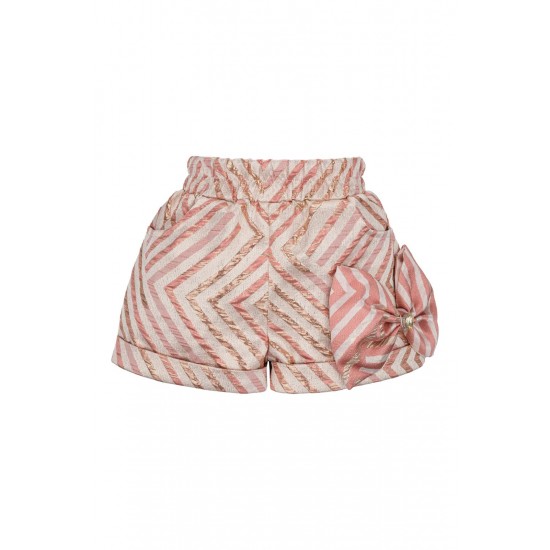 DAGA Cream bow top + Pink/Bronze shorts 