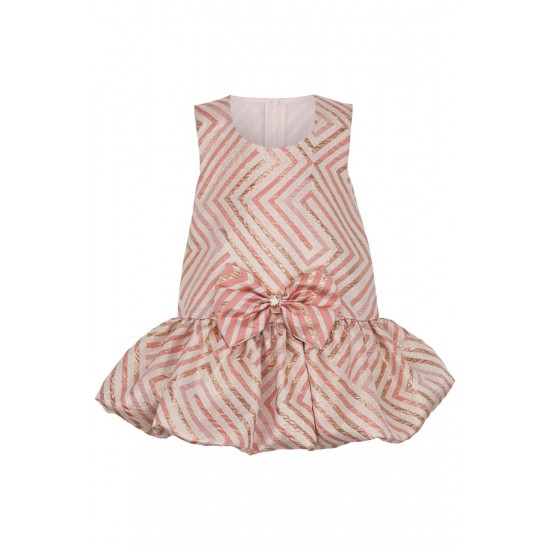 DAGA Cream blouse + Pink/Bronze pinafore 