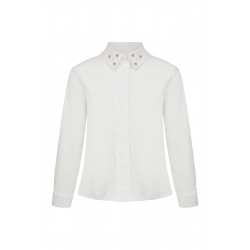 DAGA Cream blouse + Pink/Bronze pinafore 