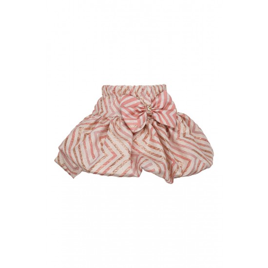 DAGA Cream bow top + Pink/Bronze puff skirt 