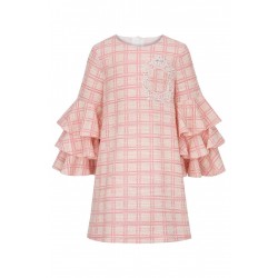 DAGA Pink tweed frill sleeved dress