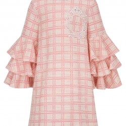 DAGA Pink tweed frill sleeved dress
