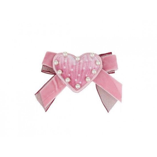 DAGA Pink heart + ribbon hairclip