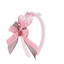 DAGA Pink hearts + ribbon hairband 