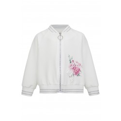 DAGA Cream Flower zipper cardigan 