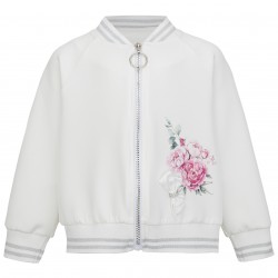 DAGA Cream Flower zipper cardigan 