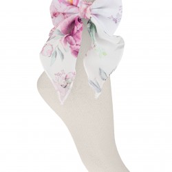 DAGA Cream flower bow socks 