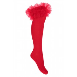 DAGA Red tulle long socks 