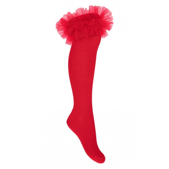 DAGA Red tulle long socks 