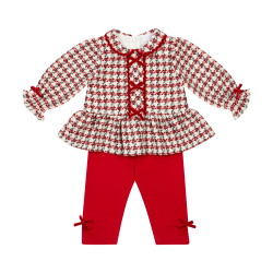 Deolinda Cream/Red checked legging set 