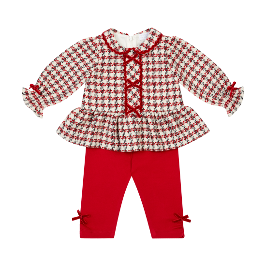 Deolinda Cream/Red checked legging set 