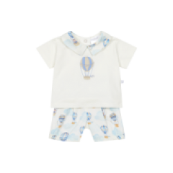 Deolinda Cream hot air balloon collard top + short set 