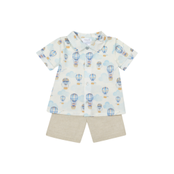 Deolinda Cream hot air balloon shirt + short set 