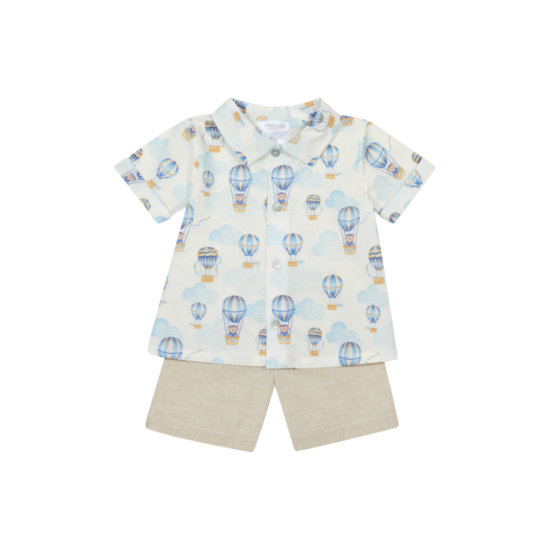 Deolinda Cream hot air balloon shirt + short set 