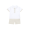 Deolinda Beige/White stripe polo top + short set 