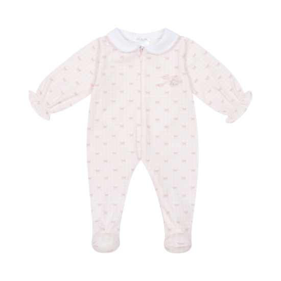 Deolinda White pink bows babygrow Deolinda White pink bows babygrow