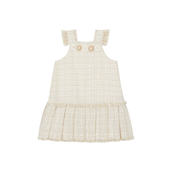 Chic By Deolinda Beige tweed flower dress 