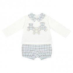 Deolinda Cream teddy checked pant set Deolinda Cream teddy checked pant set