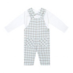 Deolinda Blue/Cream checked dungaree set Deolinda Blue/Cream checked dungaree set