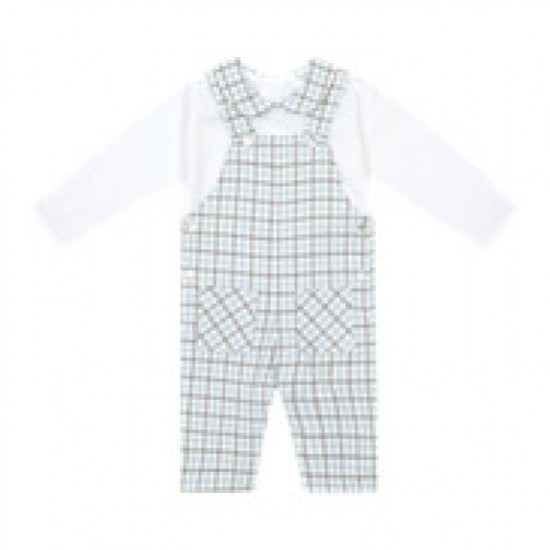 Deolinda Blue/Cream checked dungaree set 
