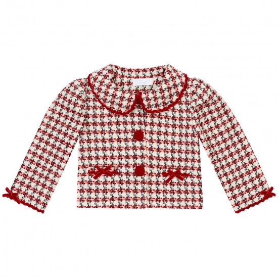 Chich By Deolinda Red/Cream checked bow jacket 