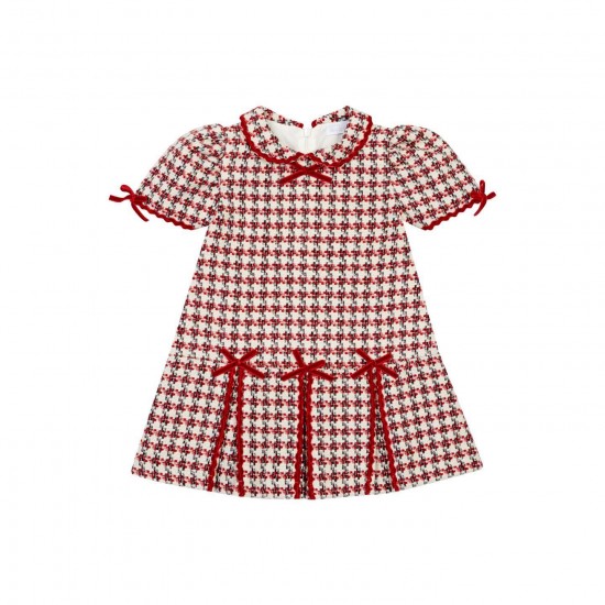 Chich By Deolinda Red/Cream checked bow dress